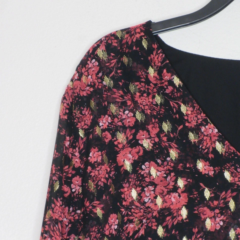 Top Vince Camuto para mujer talla grande manga acampanada cuello en V estampado floral 3X B76 Foto 3 de 4