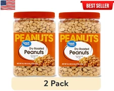 Great Value Dry Roasted Peanuts with Sea Salt 34.5oz – (2 PACK)