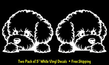 Poodle Dog Two Pack of 5" White Vinyl Decals Car Laptop Tablet Window