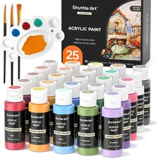 Shuttle Art Acrylic Paint Set, 25 Vintage Colours, 2oz/60ml Bottles, Rich