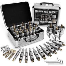 22PCS Carbide Hole Saw Kit for Metal - Heavy Duty TCT Hole Cutter Drill Bits Set