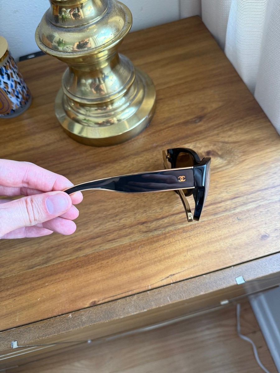 Chanel Black Sunglasses w/ 18K Gold Mirror Lenses – Rare Luxury