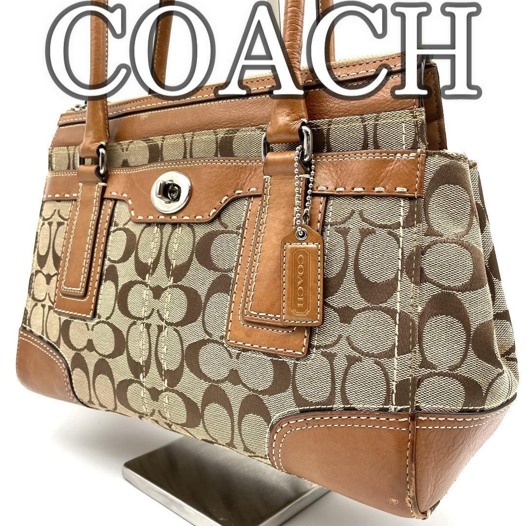 Coach Signature Canvas Tote Bag 32x20x8cm Authentic Pre-Owned 11589