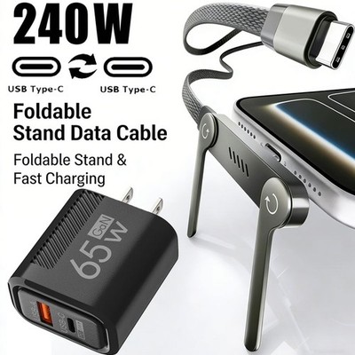 65W Super Fast Charging+240W 2-in-1 Fast Charg Cable Rotatable Stand Holder