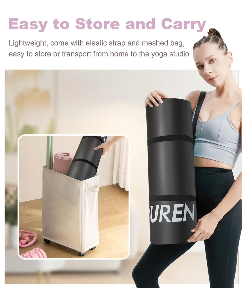 Extra-Thick 1-Inch Premium Yoga Mat – 76.7" x 24" Non-Slip Exercise Mat for Home Gym, Pilates, Stretching, and Workouts – Durable, Cushioned, and Comfortable Fitness Mat for All Levels