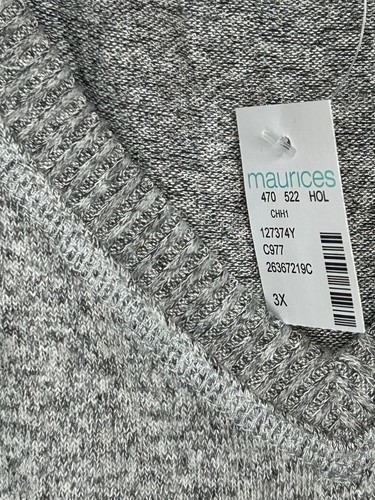 Maurices 24/7 Sweater Heather Grey V-neck Long sleeve Women's Sz 3X NWT - Picture 4 of 5