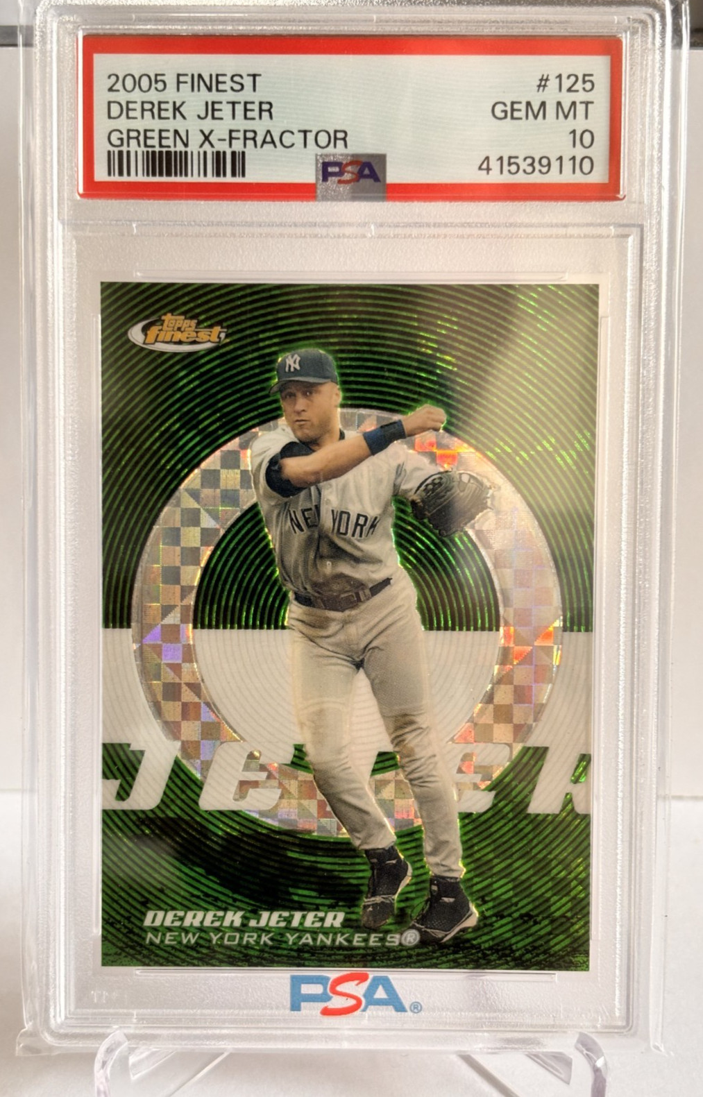 2005 Topps Finest - Derek Jeter #125 Green X-Fractor Refractor /50 PSA 10 Gem! view 1