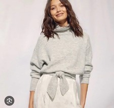  128 Aritzia Wilfred Lorin Sweater Winter White Tie Sweater Wool Small