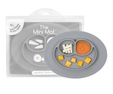 ezpz Mini Silicone Suction Mat for Babies Over 6 Months Gray 
