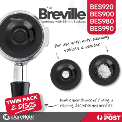 2x Breville 58mm Coffee Espresso Cleaning Discs BES920 BES900