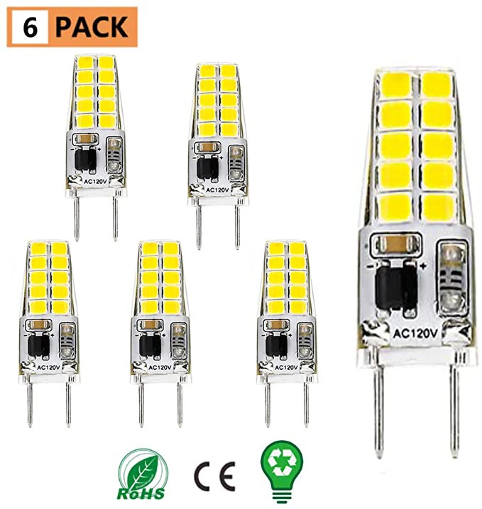 6 Pack G8 Led Bulb Dimmable 3W Equivalent To G8 Halogen Bulb 35w T4 Bi-Pin Base - Image 3 of 4