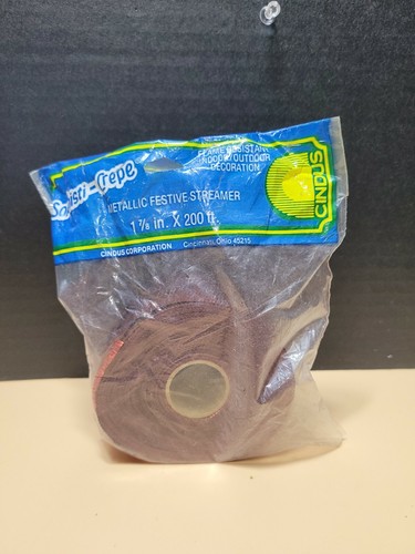 Papel transmisor festivo rojo lámina metálica Sophisti Crepe 1 7/8 x 200 pies nuevo de colección - Imagen 3 de 9