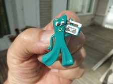 Gumby & Pals 1983 Art Clokey Gumby & Boombox 1 5/8" Tall Unused Jewelry Pin