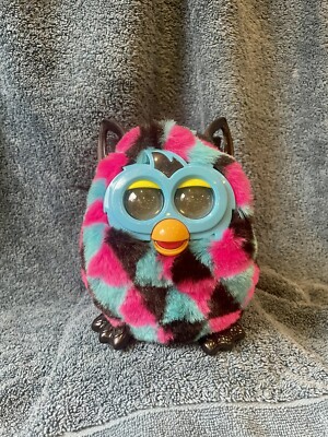 Furby Boom Geometric Fur Black Blue Pink Interactive Toy Working 2012