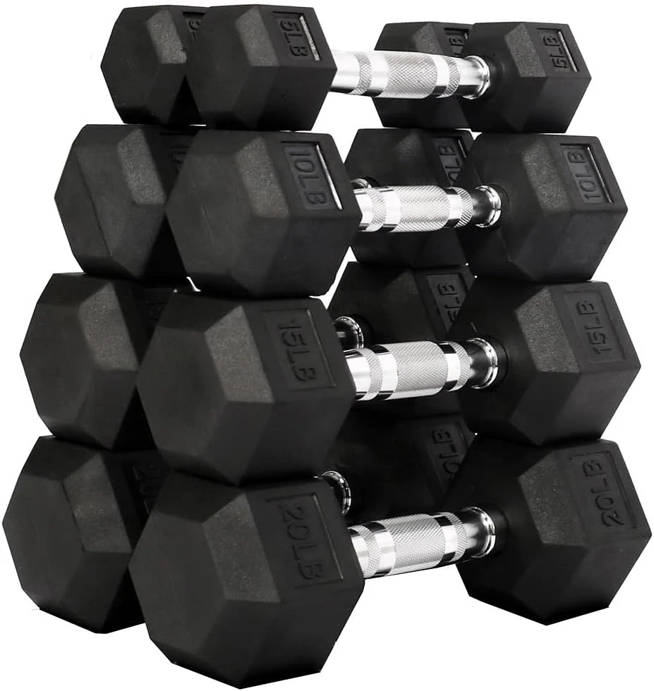 Premium Rubber Coated Hex Dumbbell Set – Durable, Anti-Slip, Multi-Weight Fitnes