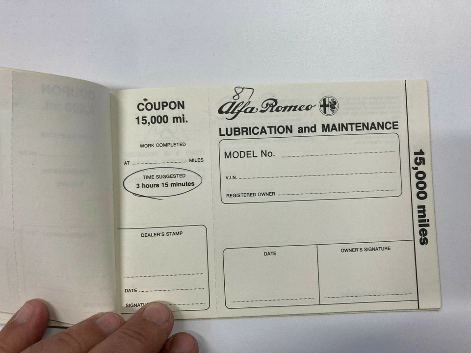 Alfa Romeo Milano 1987  MAINTENANCE PROGRAM BOOK owners manual - Image 4 of 4