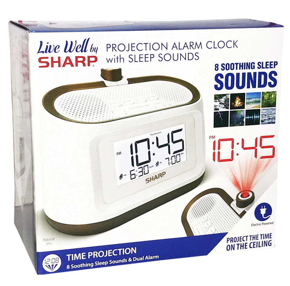 Sharp PROJECTION ALARM CLOCK with 8 SOOTHING SLEEP SOUNDS & DUAL ALARM Ceiling - Image 2 of 4