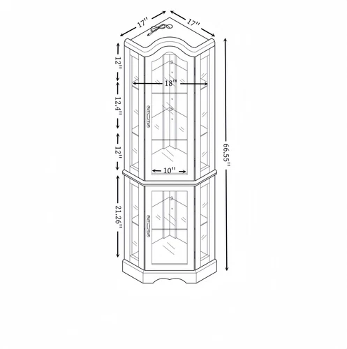 Lighted Glass Display Curio Cabinet Corner Cabinet w/Tempered Glass Door&Shelves - Picture 4 of 39