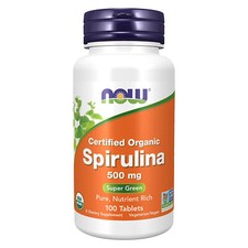 NOW FOODS Spirulina 500 mg Organic 100 Tablets