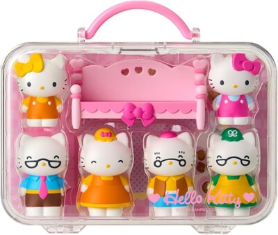 Sanrio, doll set, Hello Kitty 6 figures, play house, gift, ABS