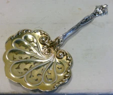 Gorham Sterling Silver Bon Bon Spoon - Floral Handle Gold Wash Bowl