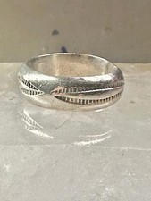 Southwest band ring etched wedding design size 5.25 sterling silver women