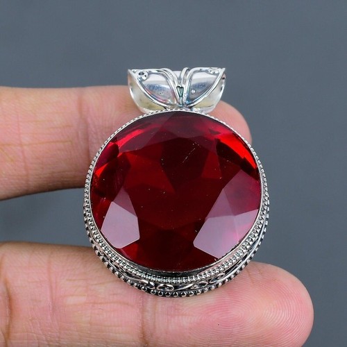 Mozambique Garnet Gemstone Pendant 925 Sterling Silver Jewelry Pendant - Picture 5 of 5