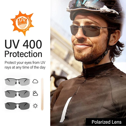 2 Pack Photochromic Polarised Sunglasses UV400 Polarized Fishing Driving Eyewear - Picture 4 of 15