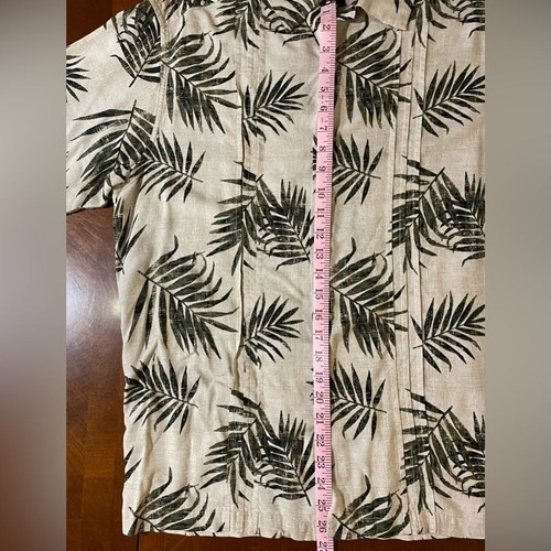 Axcess (Claiborne) Hawaiian Short Sleeve Button Up Shirt Off White/Black Size L - Picture 11 of 11