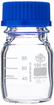 Simax Flaschenreagenz Laborglas 100ml mit Kappe rund klar Labor hitzebeständig