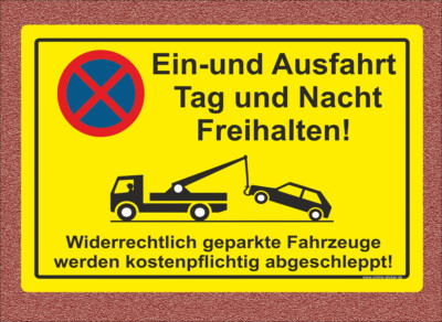 Einfahrt freihalten Schild 30 x 20 cm Hinweisschild 2054 Gelb