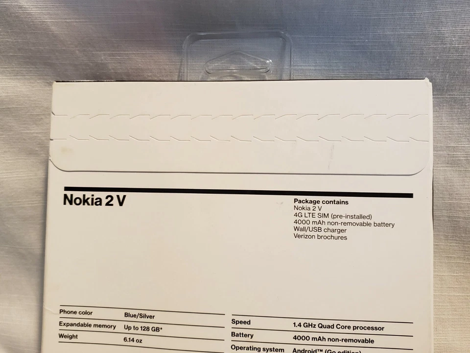 New Verizon Wireless Nokia 2V Prepaid Smartphone - Blue / Silver - SEALED - Image 3 of 4