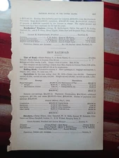 1874 Train Report IRON RAILROAD Centre Station To Hecla Station Ironton Ohio