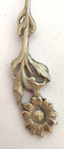 Demitasse Cucchiaio Girasole Mini ?Piatto Argento Patina Calda Bellissimo Disegno Floreale - Foto 7 di 16