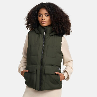 Navahoo Zimthaeschen Damen Herbst Winter Übergangs Weste Kapuze Kunstfell N011
