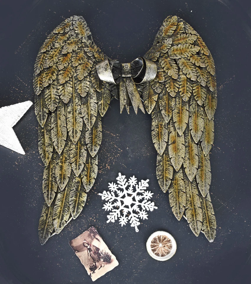 Wandflügel Dekoration Wand-Objekt Engelsflügel Wandbehang Landhaus Metallflügel - Bild 2 von 4