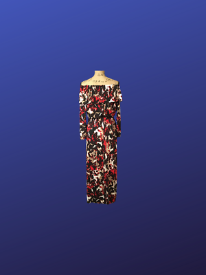 floral mustard yellow dress Mac Duggal Floral Print High Neck Cape Sleeve A-Line Gown, Size 18, Yellow Multi