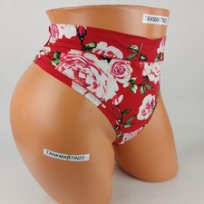 New Lane Bryant Cacique Comfort Bliss Thong 22/24 Plus Panty Red Roses Floral