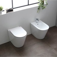 Sanitari Bagno a Terra Filo muro con Coprivaso Soft Wc Vaso Bidet Pavimento NEMO