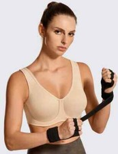 SYROKAN Women's Max Control Underwire Sports Bra High Impact 38F Beige NIB