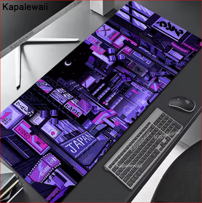 Anime City Japanese Street Large Gamer Mousepad Keyboard Mat Desk Mat v4