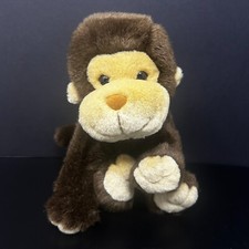 Walmart Dark Brown Monkey Plush Tan Feet Face Stuffed Animal Toy Sits Hairy 10"