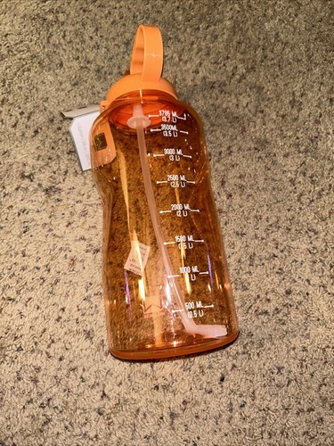 1 Gallon / 128oz Large Tall Sports Water Bottle with Straw BPA Free - Orange