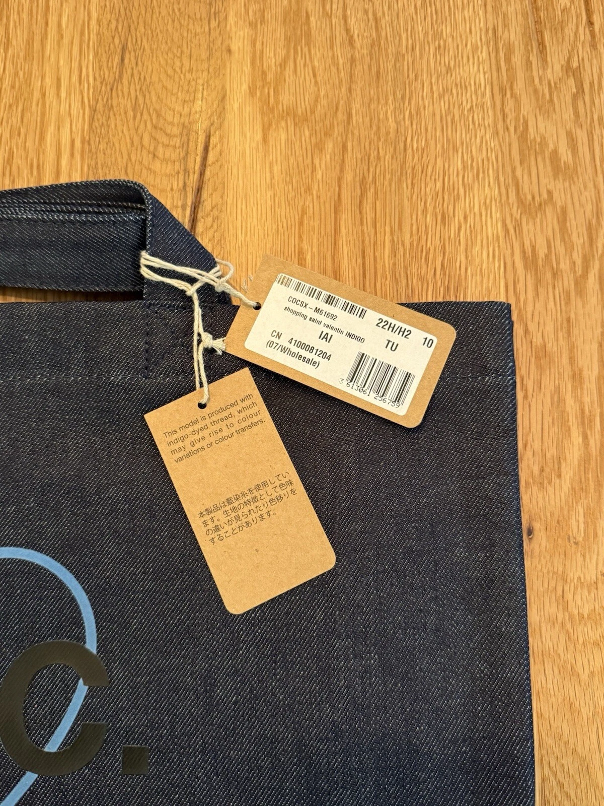 A.P.C. Bag Saint Valentin Tote Shopping Denim 37 x 30 x 8 cm Open Top - Indigo 3