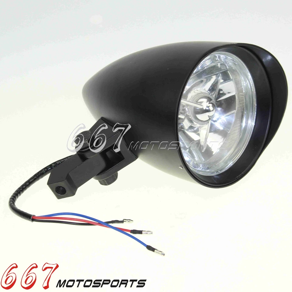 Tri-Bar Bullet Headlight For Harley Sportster 1200 883 Chopper Bobber Big Twins - Image 2 of 4