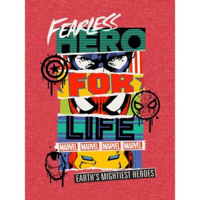 Marvel Boys Fearless Hero Short Sleeve T-shirt Red XS