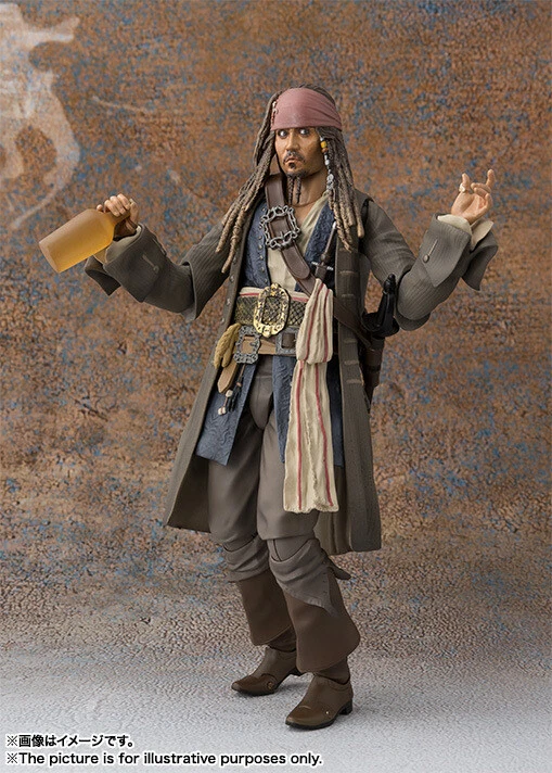 Boneco de ação Piratas do Caribe SHF Capitão Jack Sparrow Figma brinquedo na caixa - Imagem 2 de 4