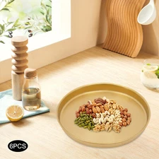 6Pcs Round Serving Trays, Stainless Steel Table Tray, Gold Decorative Tray