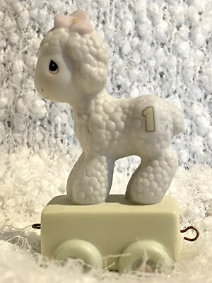 1985 Precious Moments HAPPY BIRTHDAY LITTLE LAMB 15946 Porcelain Train 1 Yr