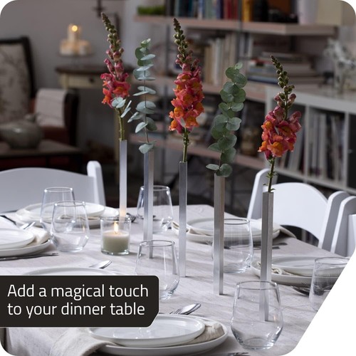 Vasi magnetici argento chic - set unico 5 pezzi per fiori veri e artificiali - Foto 6 di 9